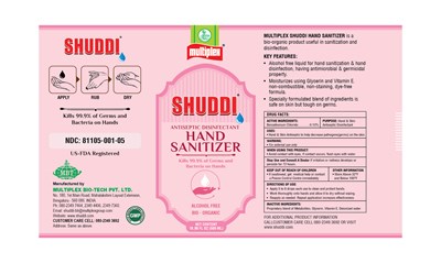 Shuddi-500 mL (Hand Sanitizer Label For Us (fda) Shuddi   500ml)
